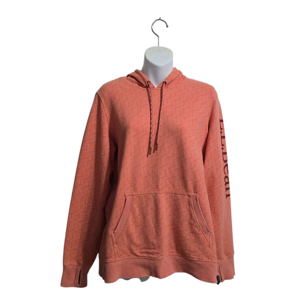 L.L. Bean Geometric Print Cozy Camp Hoodie In Orange Sz M